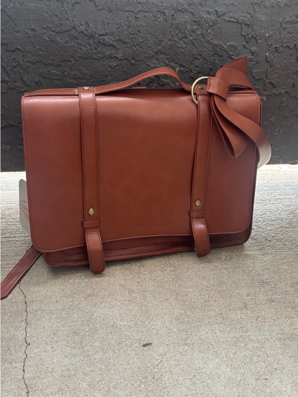 ECOSUSI Women Briefcase PU Leather Laptop Backpack Convertible Backpack w/Bow